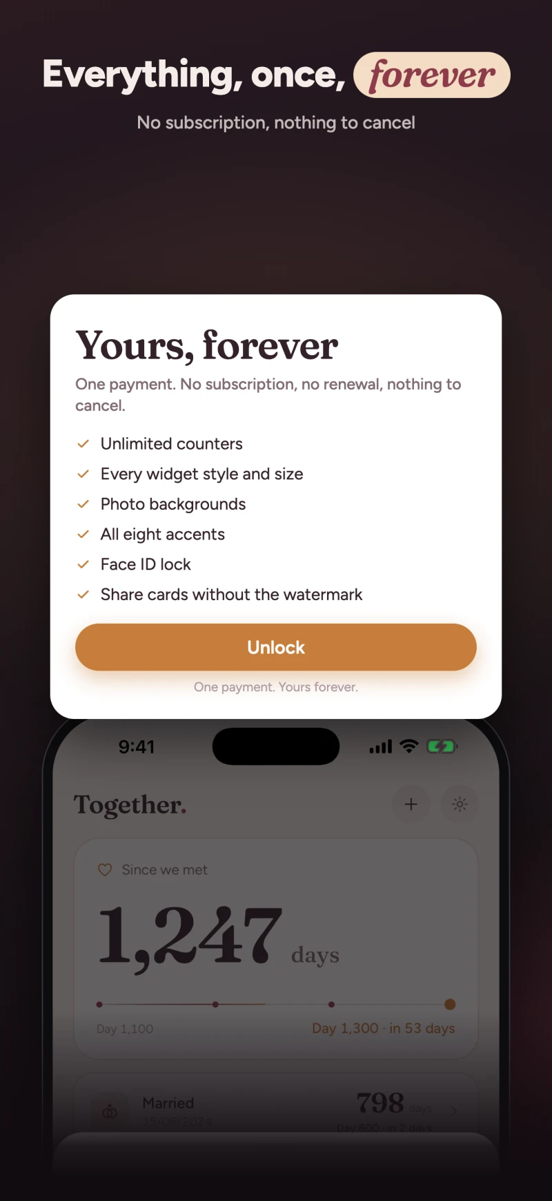 Together Premium: one payment, unlimited counters and every widget style